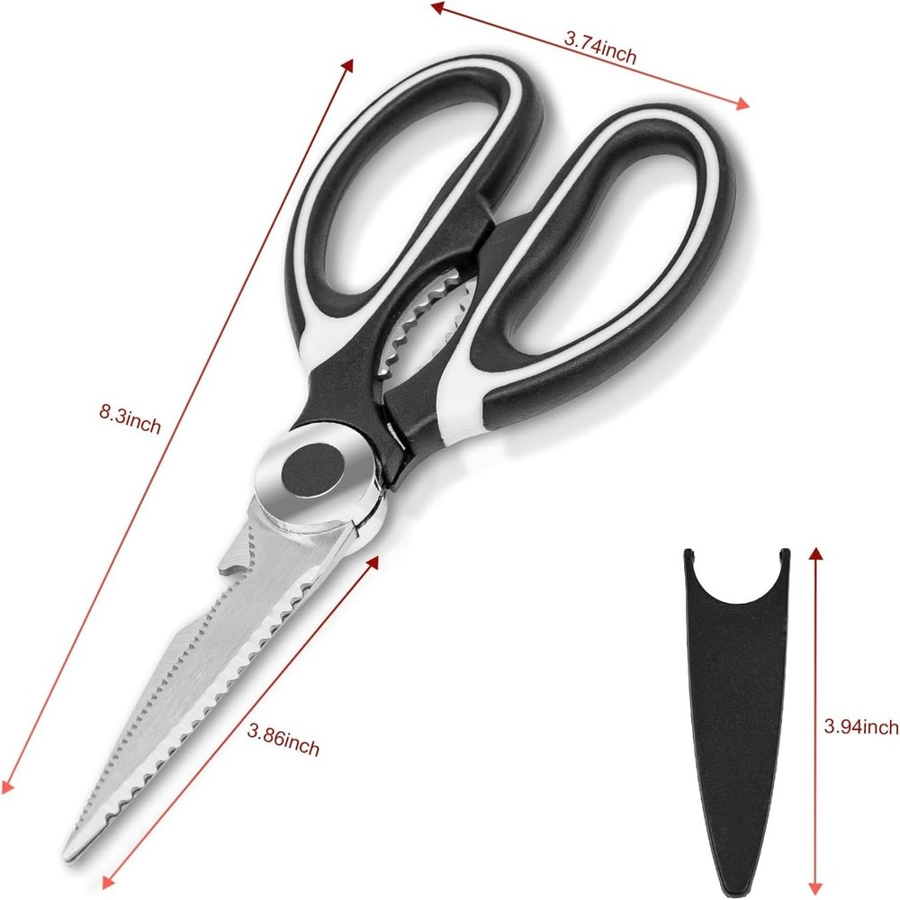 2-Pack Heavy-Duty Kitchen Scissors - Sharp Stainless Steel Multi-Purpose