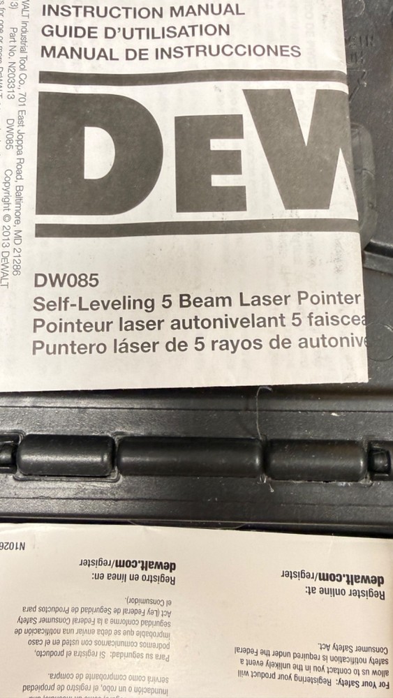 DEWALT (DW085K) Self-Leveling Laser Pointer, 5-Beam, Red