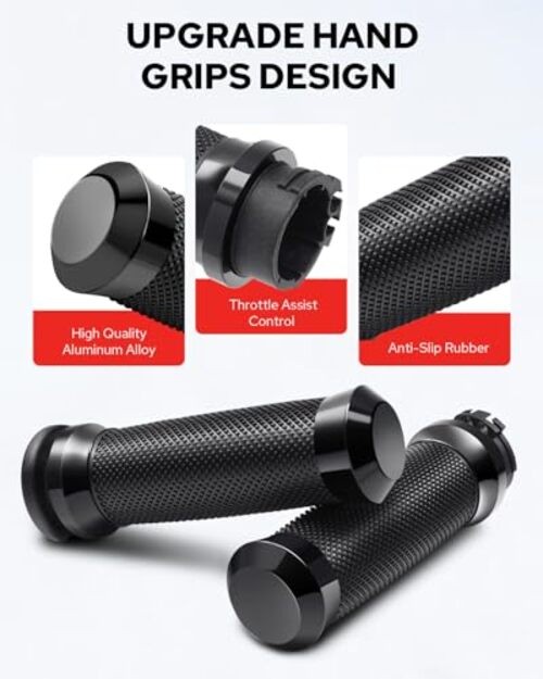 Motorcycle Hand Grips Handlebar Grips Cable Throttle Cable Control Black