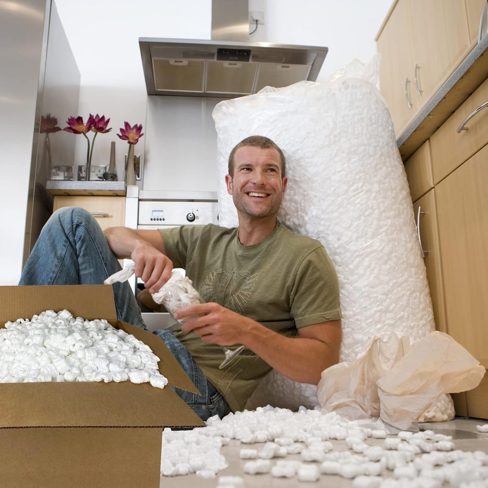 UBMOVE Moving Packing Peanuts 3.5 cu. ft. (22.5 Gallons) S-Shaped Popcorn Cus...