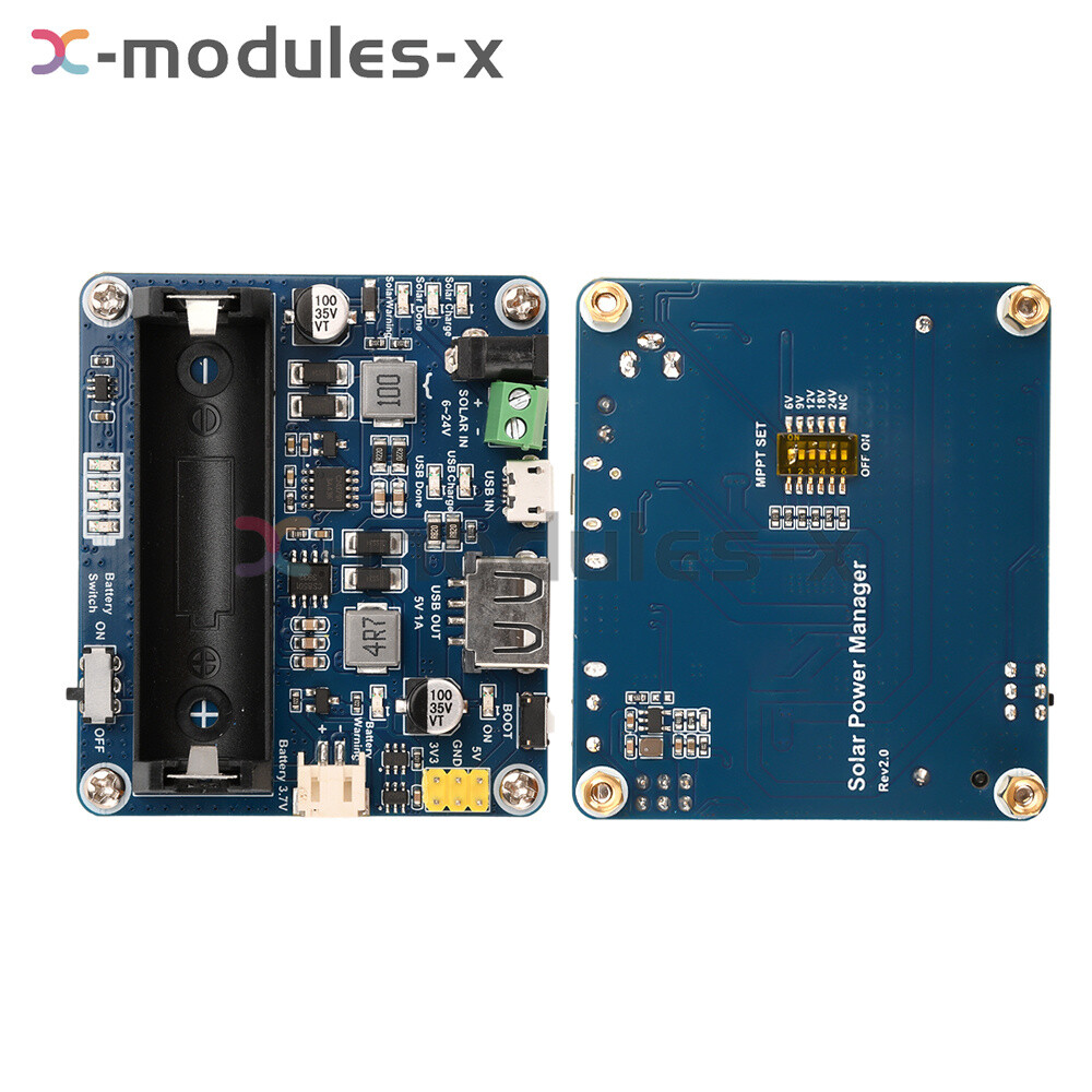 Power Manager Module for 6V~24V Solar Panel Support MPPT USB Battery Charging