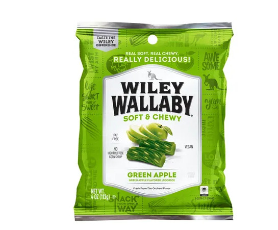 Wiley Wallaby Green Apple Licorice Candy
