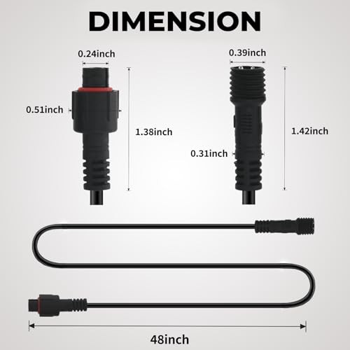 4PCS 4FT 2 Prong Rock Lights Extensions Wire, Waterproof 4pcs 4ft extensions