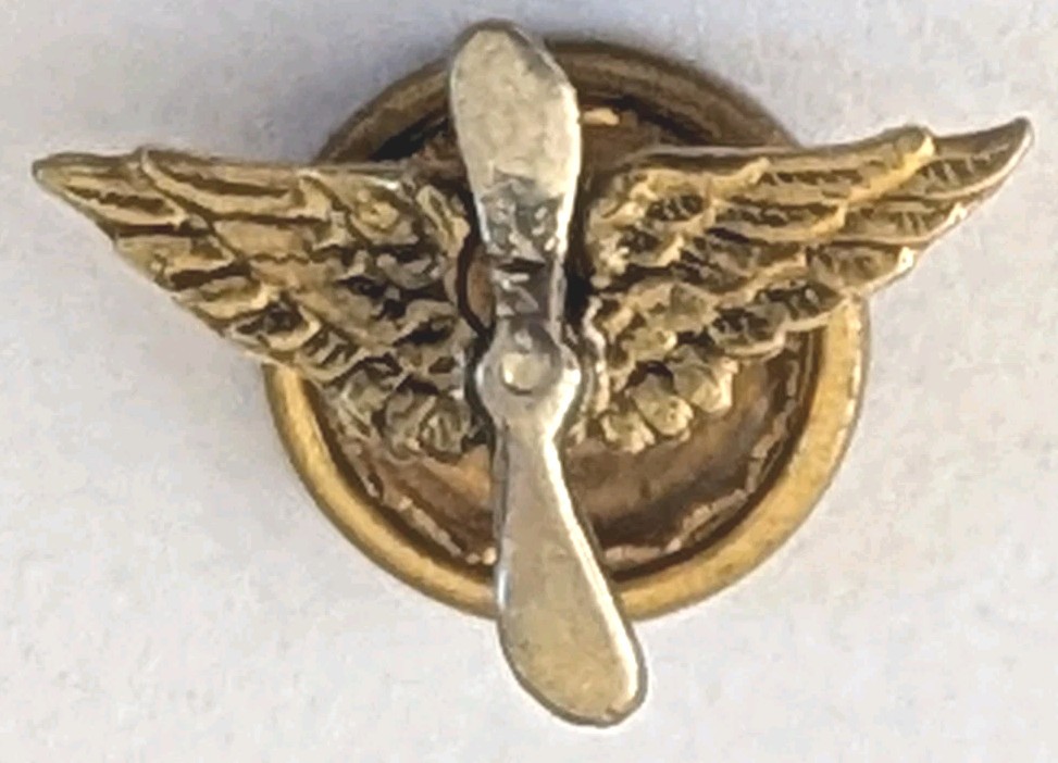 WW1 20s Air Service Lapel Wing Prop Pin - Screw Back