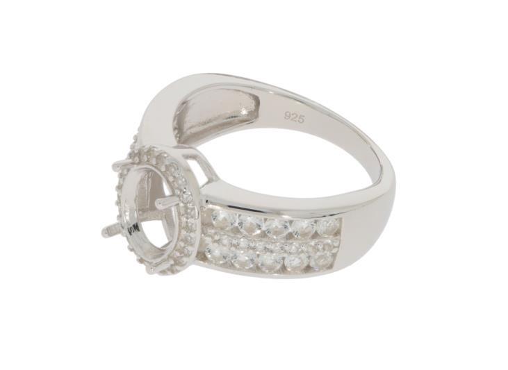 Sterling Silver Semi Mount Ring Setting Oval OV 9x7mm