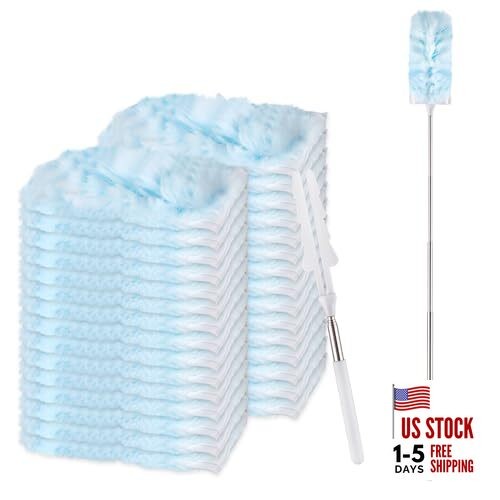 30 Count Duster Refill kit, Duster for Cleaning with Extension Pole, Blue