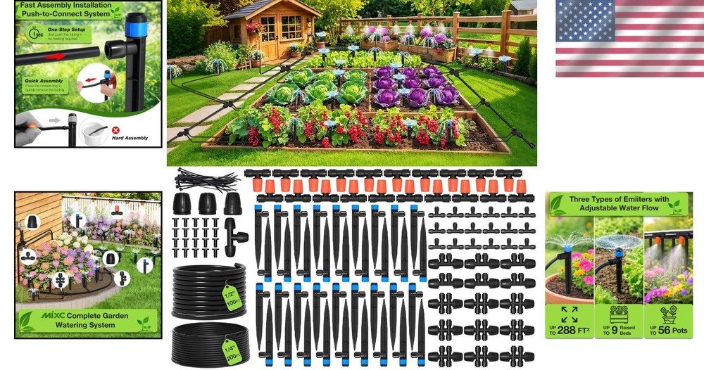 300FT Drip Irrigation System Kit, Automatic Watering