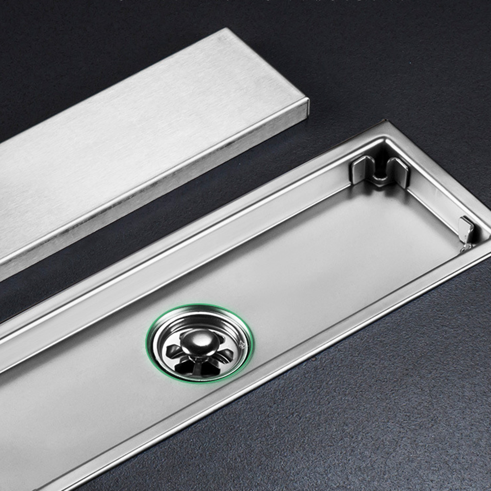 24" Linear Shower Drain Rectangular Trench Floor Drain 2-in-1 Tile Insert Cover