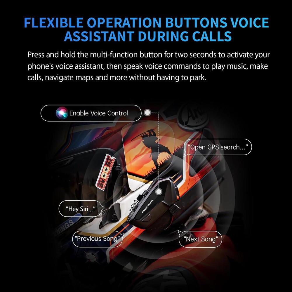 FreedConn FX Plus Motorcycle Helmet Bluetooth Headset Auto-Join Mesh Network