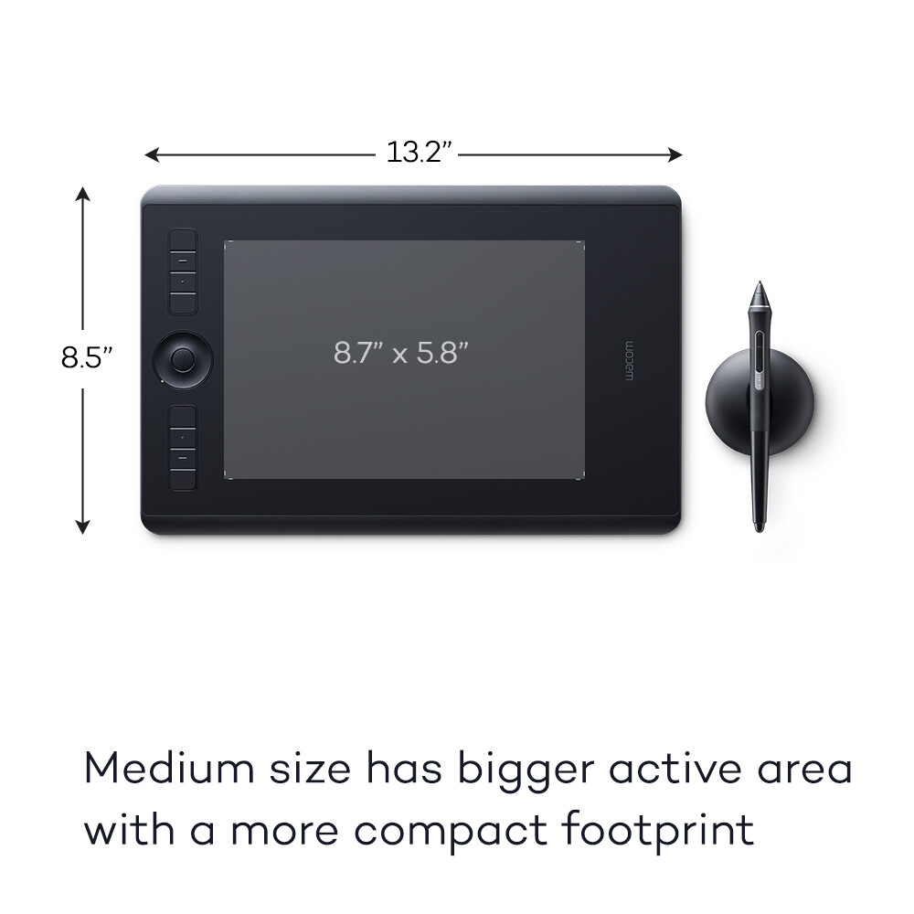 Wacom Intuos Pro Medium Digital Graphic Drawing Tablet, Certified Refurbished