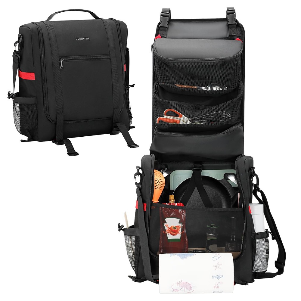 Camp Kitchen Organizer, Hanging Cooking Tools Storage Caddy Bag with Paper To...