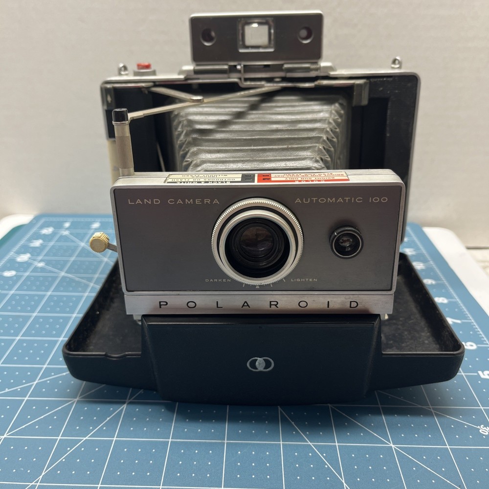 Vintage Polaroid 100 Automatic Land Camera caring Case Flash Manual extra lens ￼