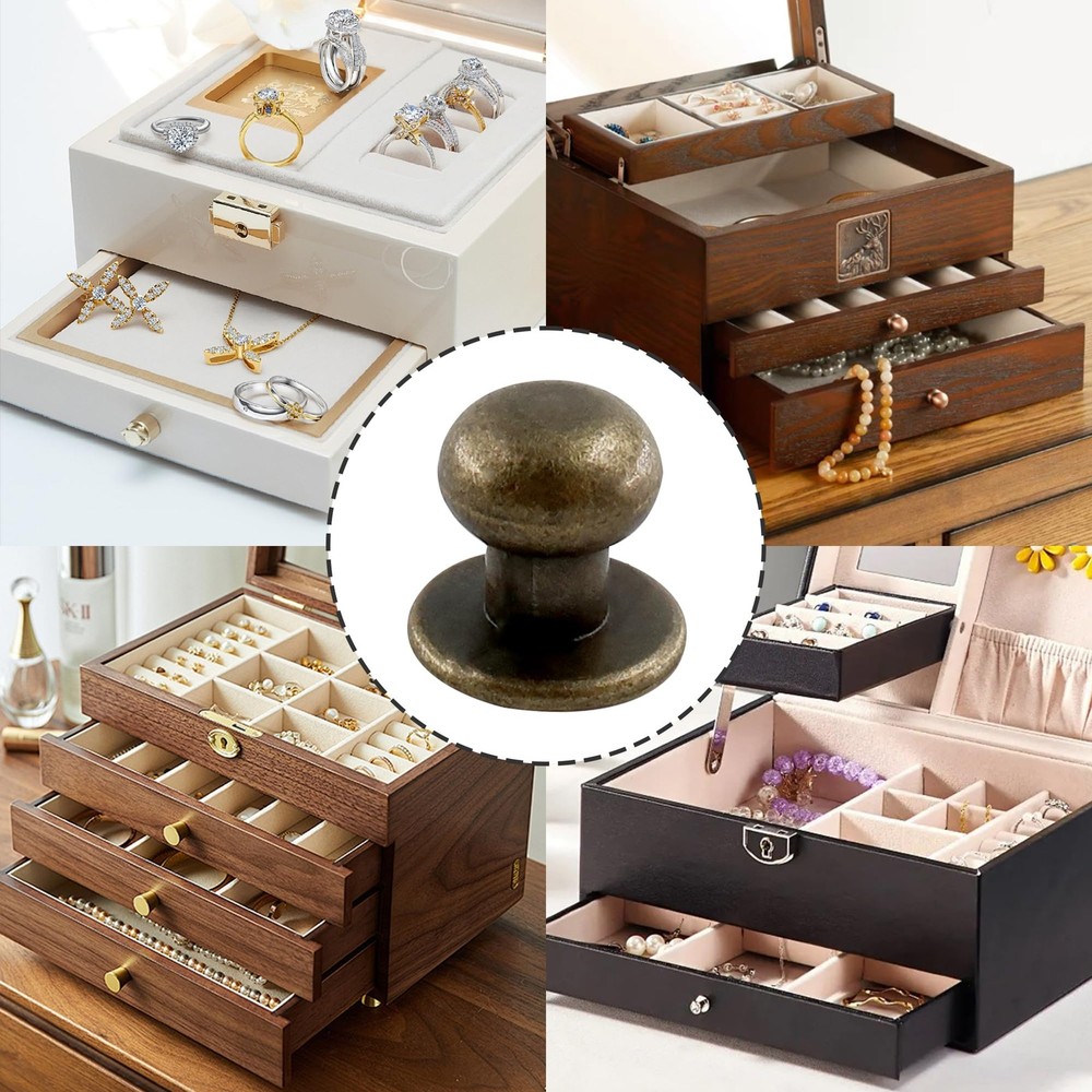 24 Pcs Mini Cabinet Knobs Round Head Jewelry Box Handle Knobs Small Drawer Pulls