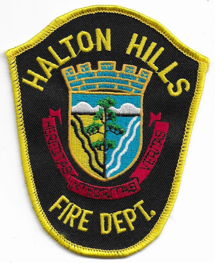 Halton Hills Fire Dept. - gold, Ontario, Canada (3.75" x 4.5") fire patch