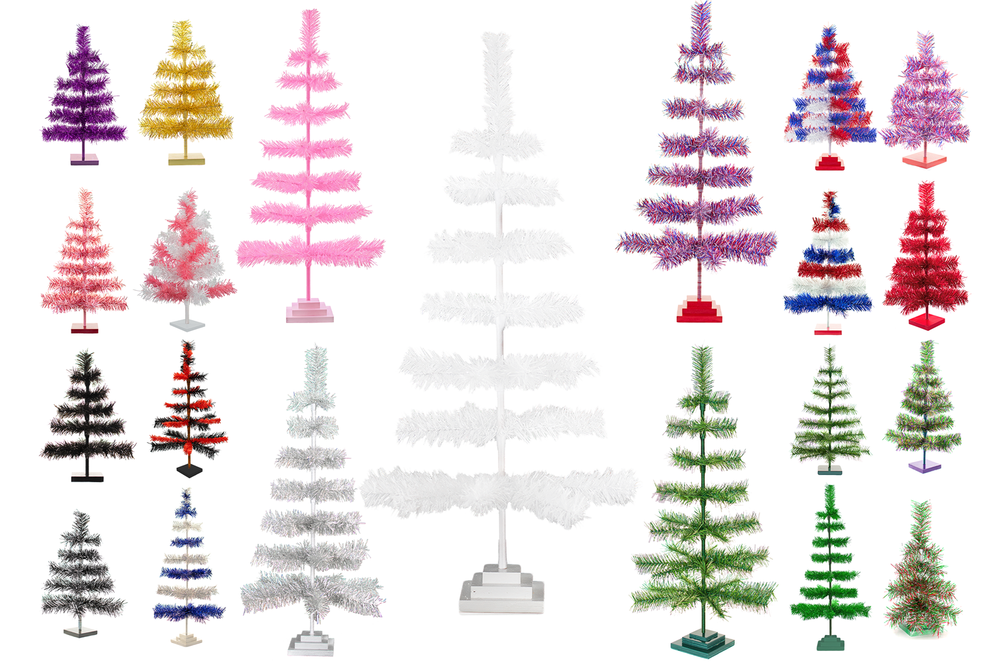 Artificial Tinsel Christmas Trees Decorative Display Table-Top Multi Colors