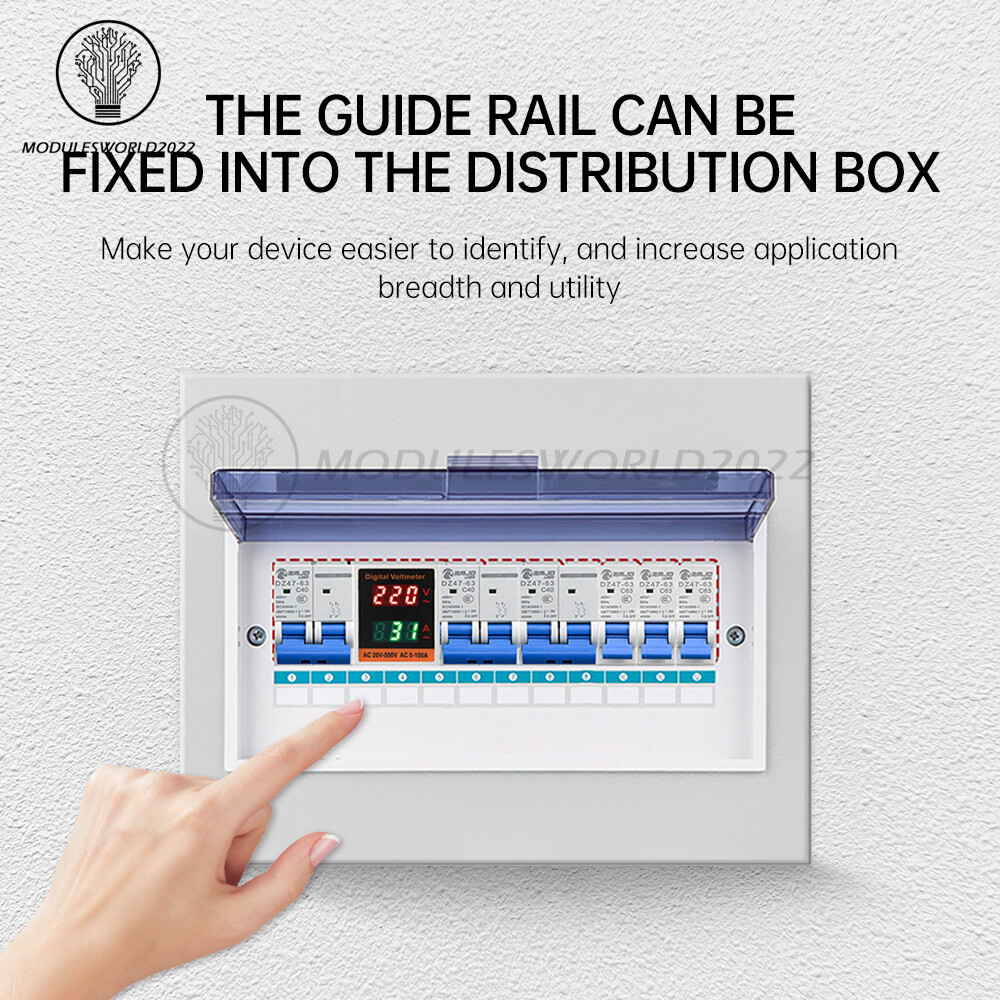 AC 50-500V 100A Din Rail Single-phase Digital Voltage LCD Voltage Current Meter