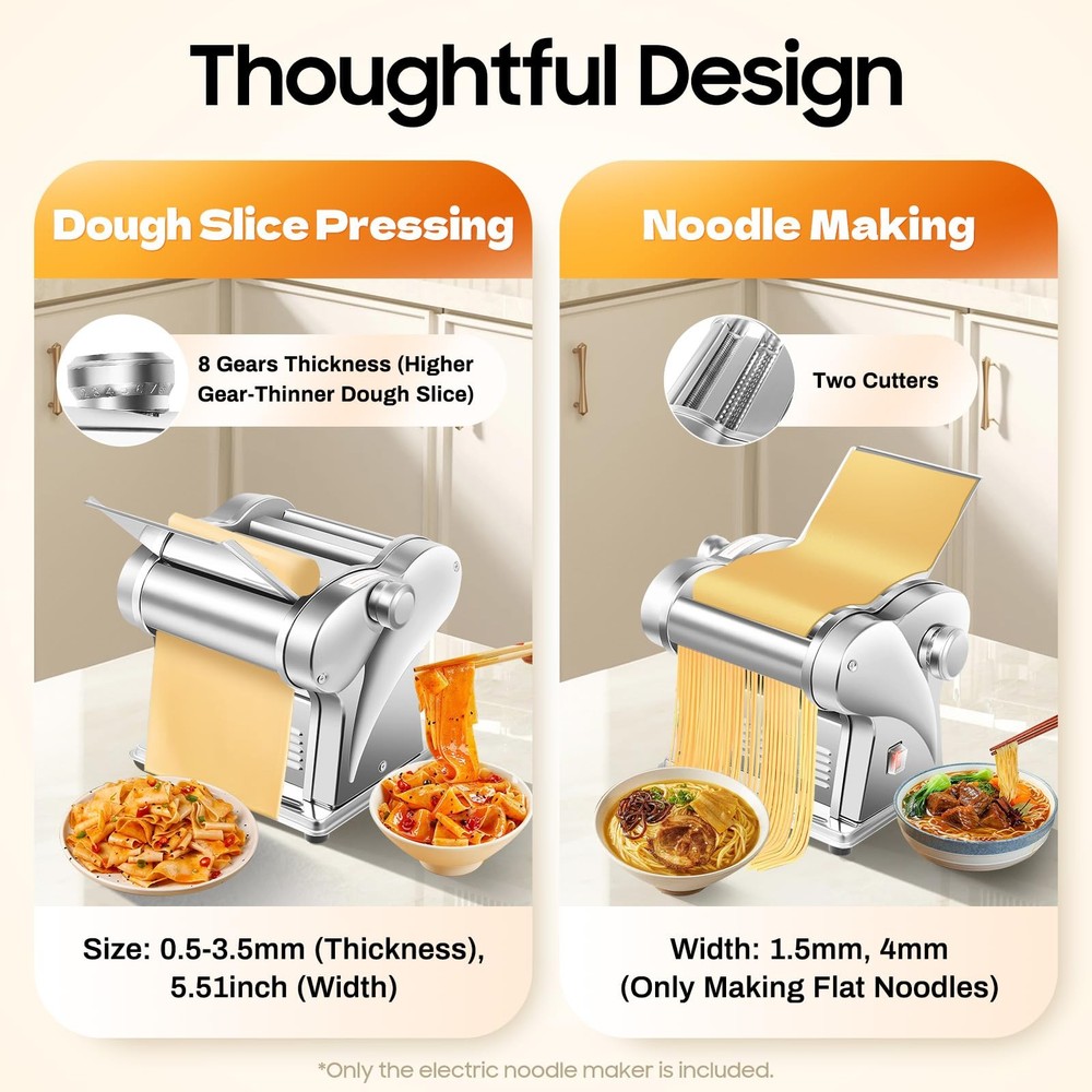 135W 110V Pasta Maker Machine, Two-Knife Electric Noodle Maker Machine Dough ...