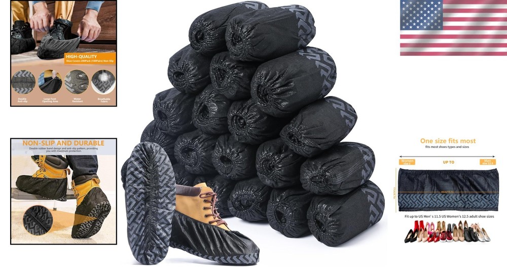 Multi-Purpose Disposable Boot Covers - 200 Pack, Comfy & Waterproof Protection