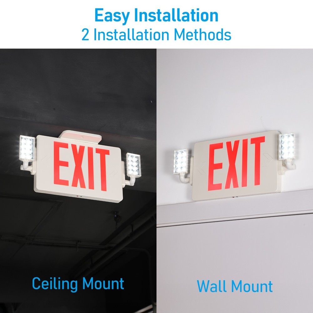 4 Pack Red Letter LED Exit Sign with Battery Backup, Two Adjustable Heads