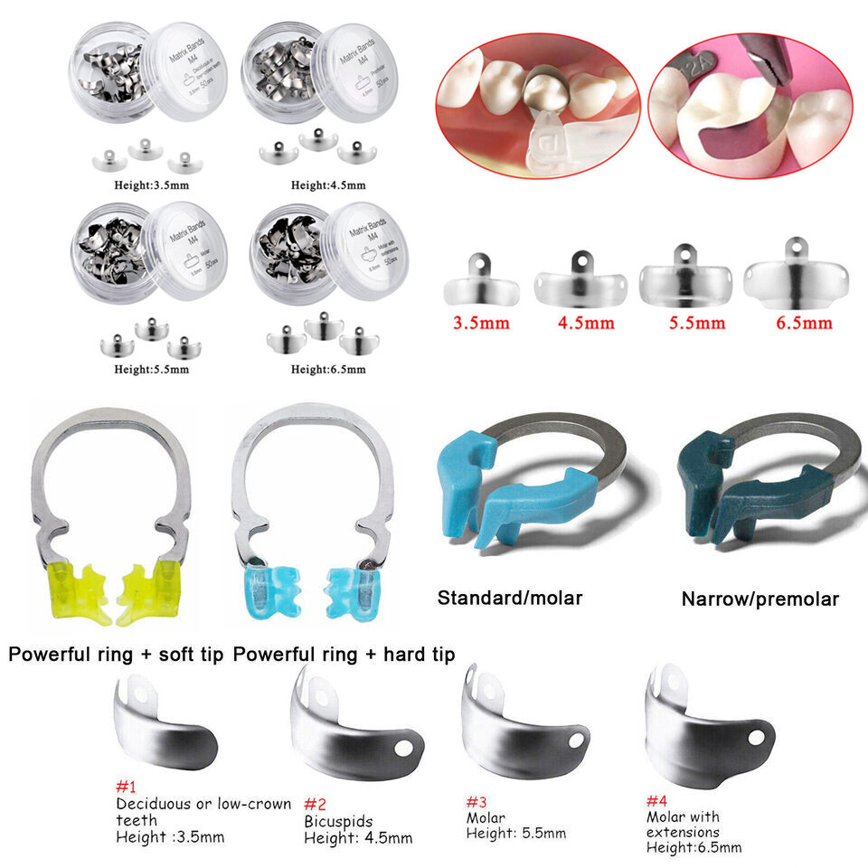 Dental Matrix Bands Ring Sectional Matrice Refills System Clamp Ring Clips