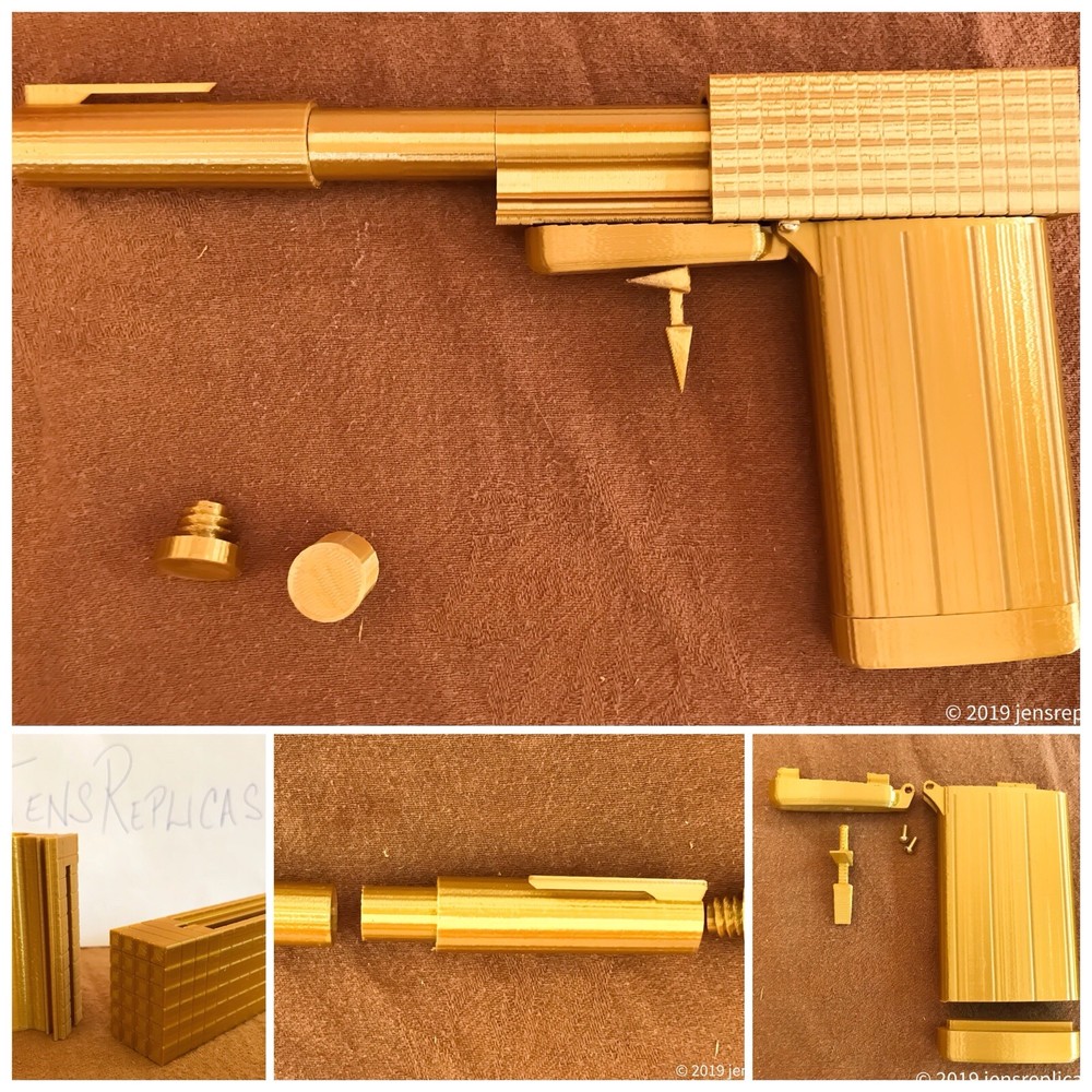 Golden Gun Cigarette Case Pen Lighter Replica Prop Gift Present Kit