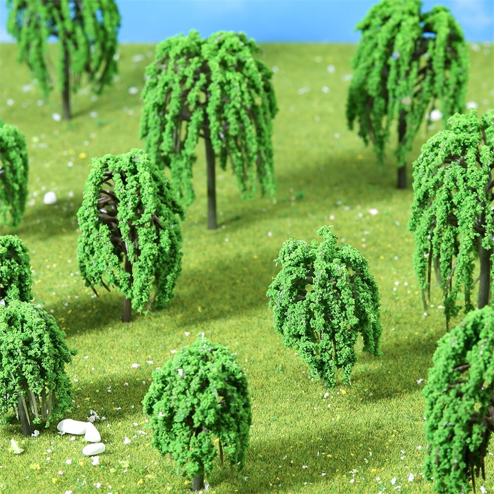 20Pcs Artificial Willow Model Trees Park Train Railways Sand table Scenery Decor