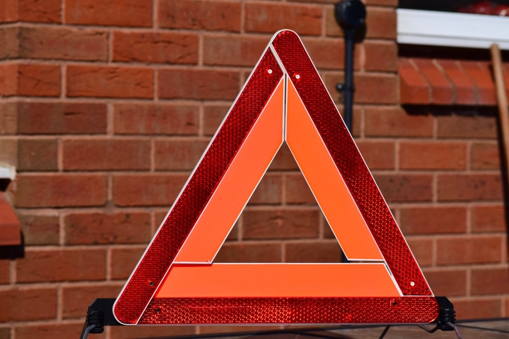 BMW Fold Up Warning Triangle with original case. Genuine BMW part.