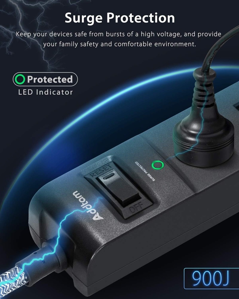 Surge Protector Power Strip with Overload Protection