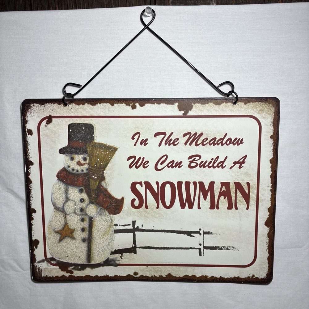 Rustic Christmas Tin Hanging Wall Snowman