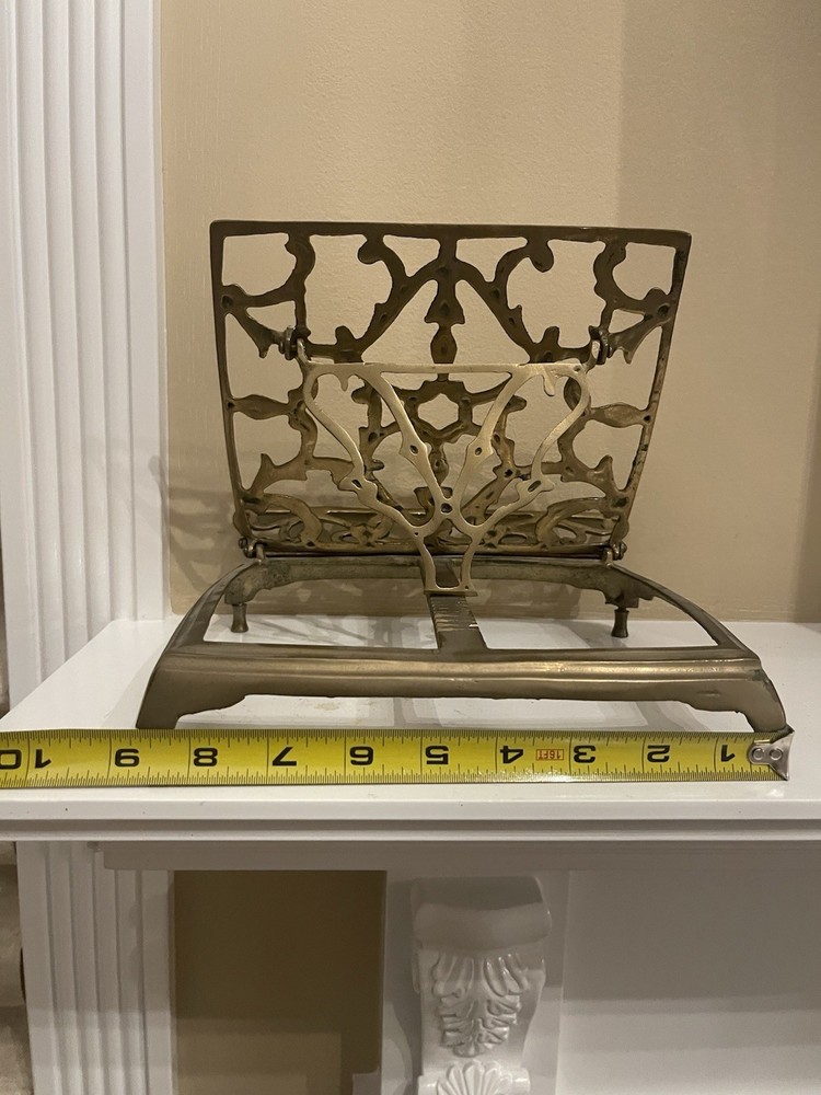 Vintage Ornate Solid Brass Book Music Stand Holder Retractable Adjustable Fold