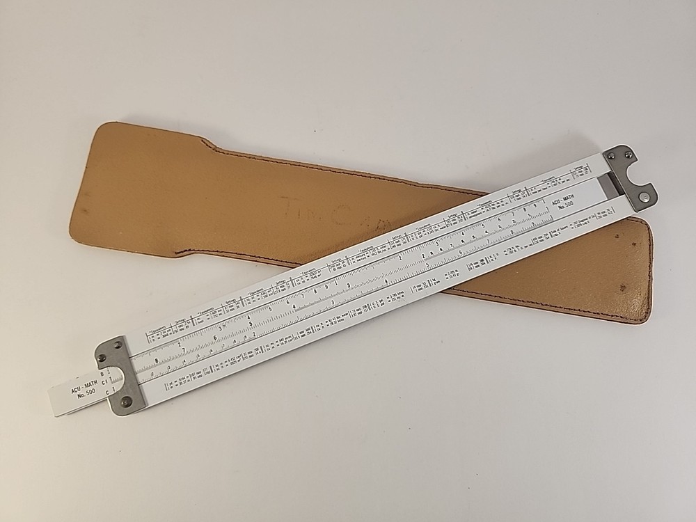 Vtg ACU-MATH No. 500 Slide Rule with Sheath Acumath