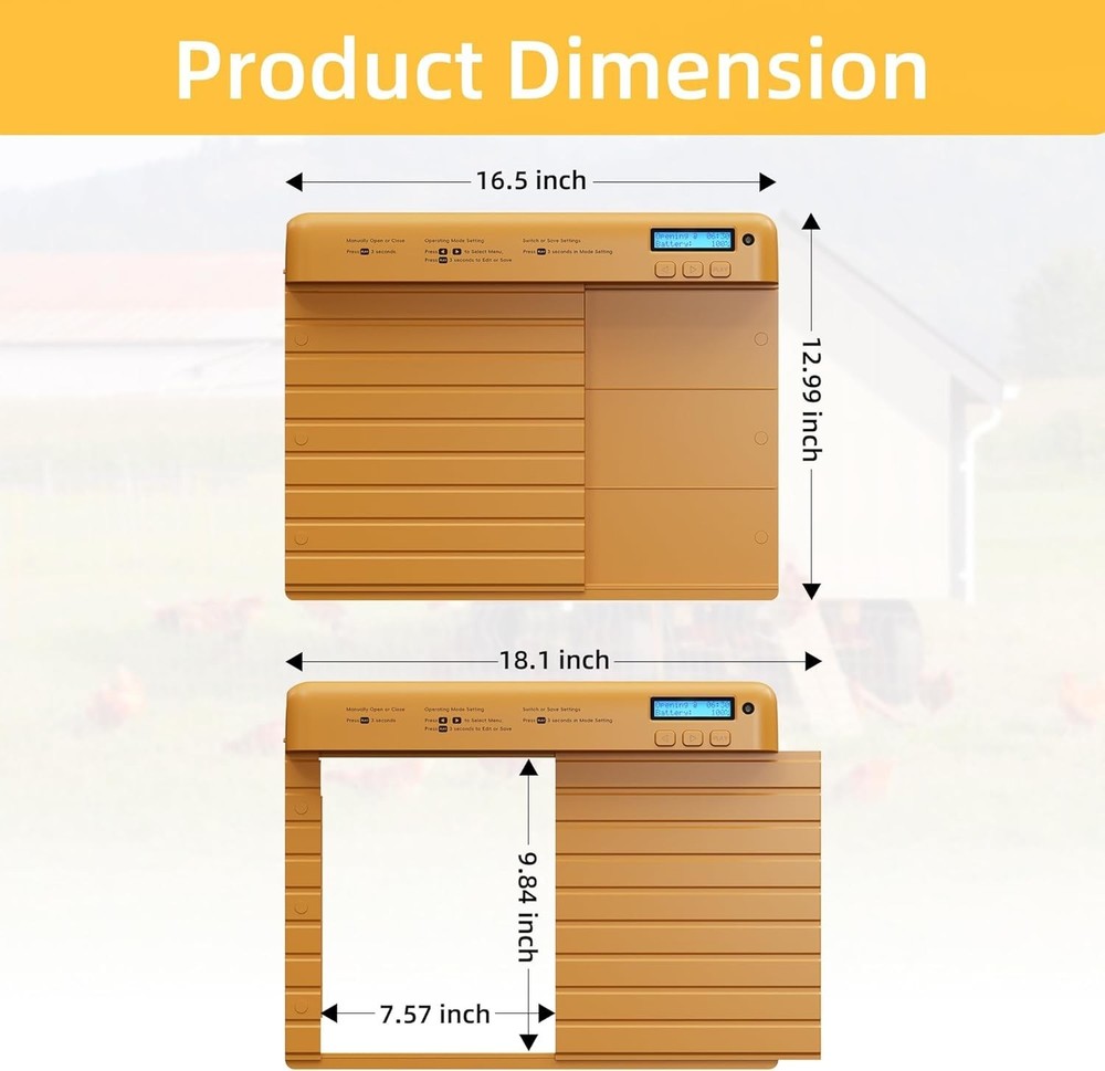 Timebal Automatic Chicken Coop Door Battery-Powered with Timer & Light Sensor