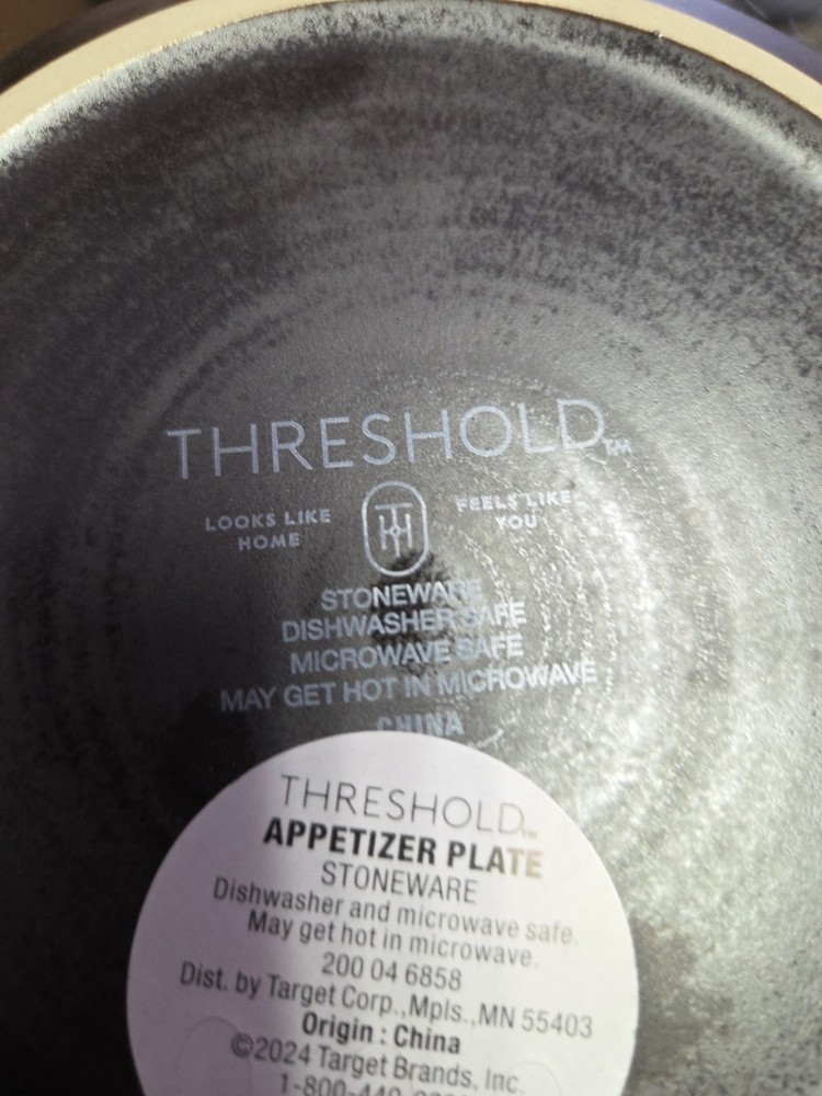 New Threshold Spider Halloween Black & White Stoneware Appetizer Plate 6"
