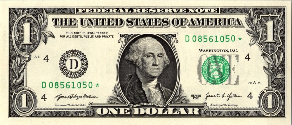 2021 D Star Note One Dollar Bill Regular Run Pack Note D08561050*