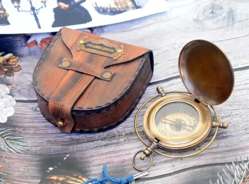 Antique Brass Compass 'Original' Alethiometer Symbol reader Truth with case