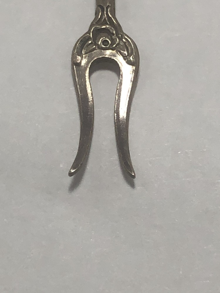 Antique Miniature 835 Silver Floral Repousse Fork