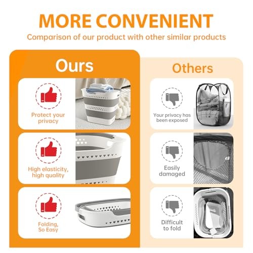42L Collapsible Plastic Laundry Basket Hamper with Handles, Foldable Laundry 1