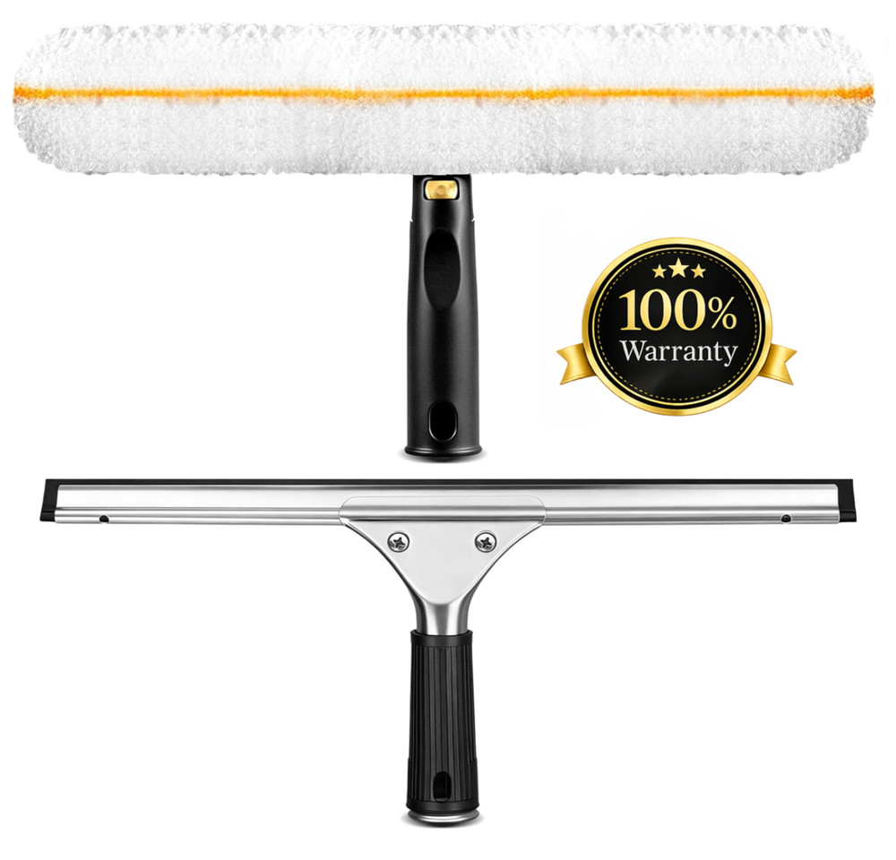 Professional Window Cleaning Squeegee Kit- 14  Squeegee & Microfiber Rotatable W