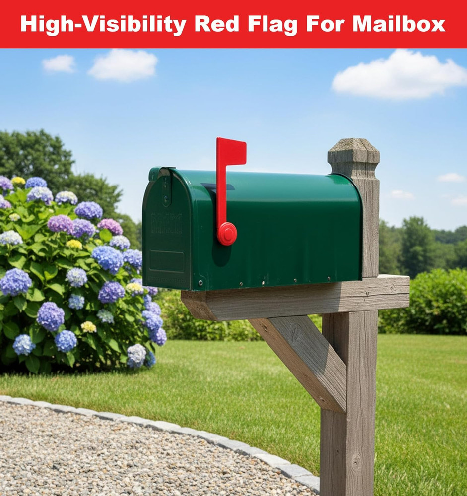 Mailbox Flag, Red Flag for Mailbox Replacement, Tool-Free Assembly (Red)