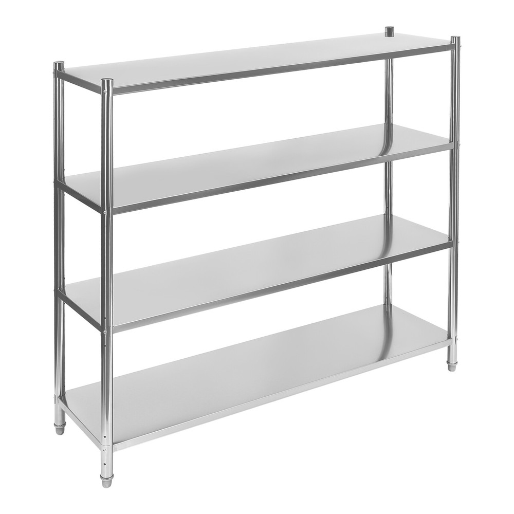 4 Tier Adjustable Shelf Storage, Stainless Steel Heavy Duty Shelving Silver