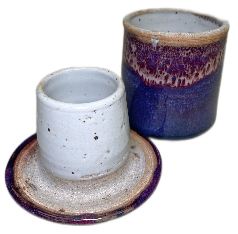 Butter Keeper Purple Stoneware Studio Pottery Counter Storage Dish
