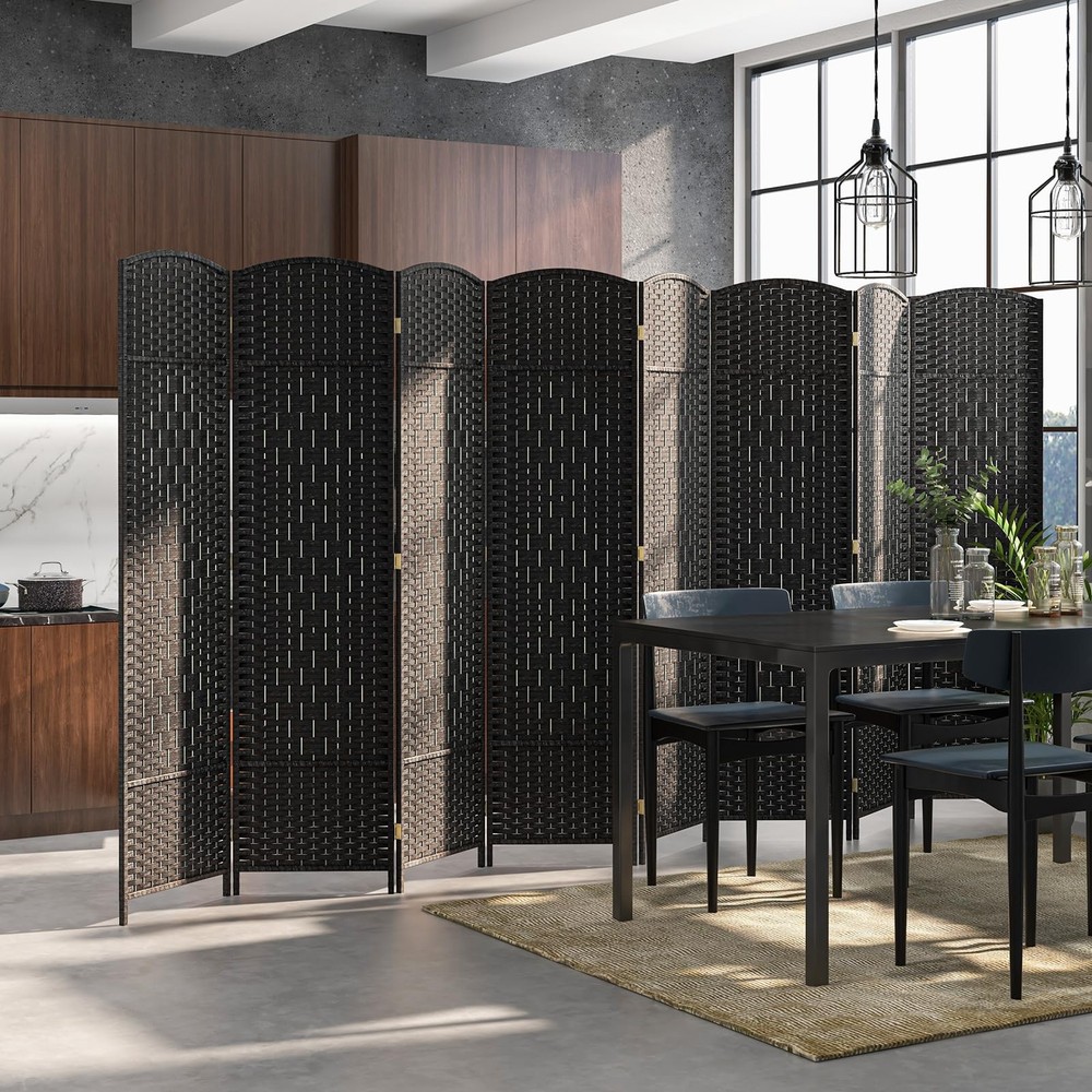 Room Divider 8 Panel - 6 FT Folding Privacy Screen, Fully Assembly, Solid Woo...