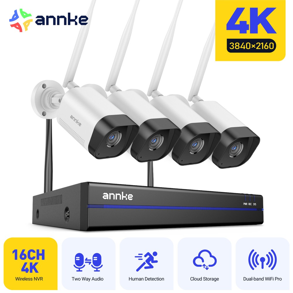 ANNKE 4K 16CH NVR Wireless Security IP Camera System Two Way Audio Human Detect