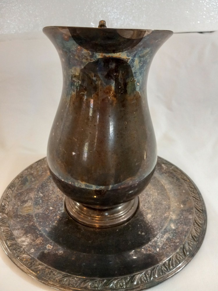 Vintage Silverplate Water Pitcher With Matching Plate