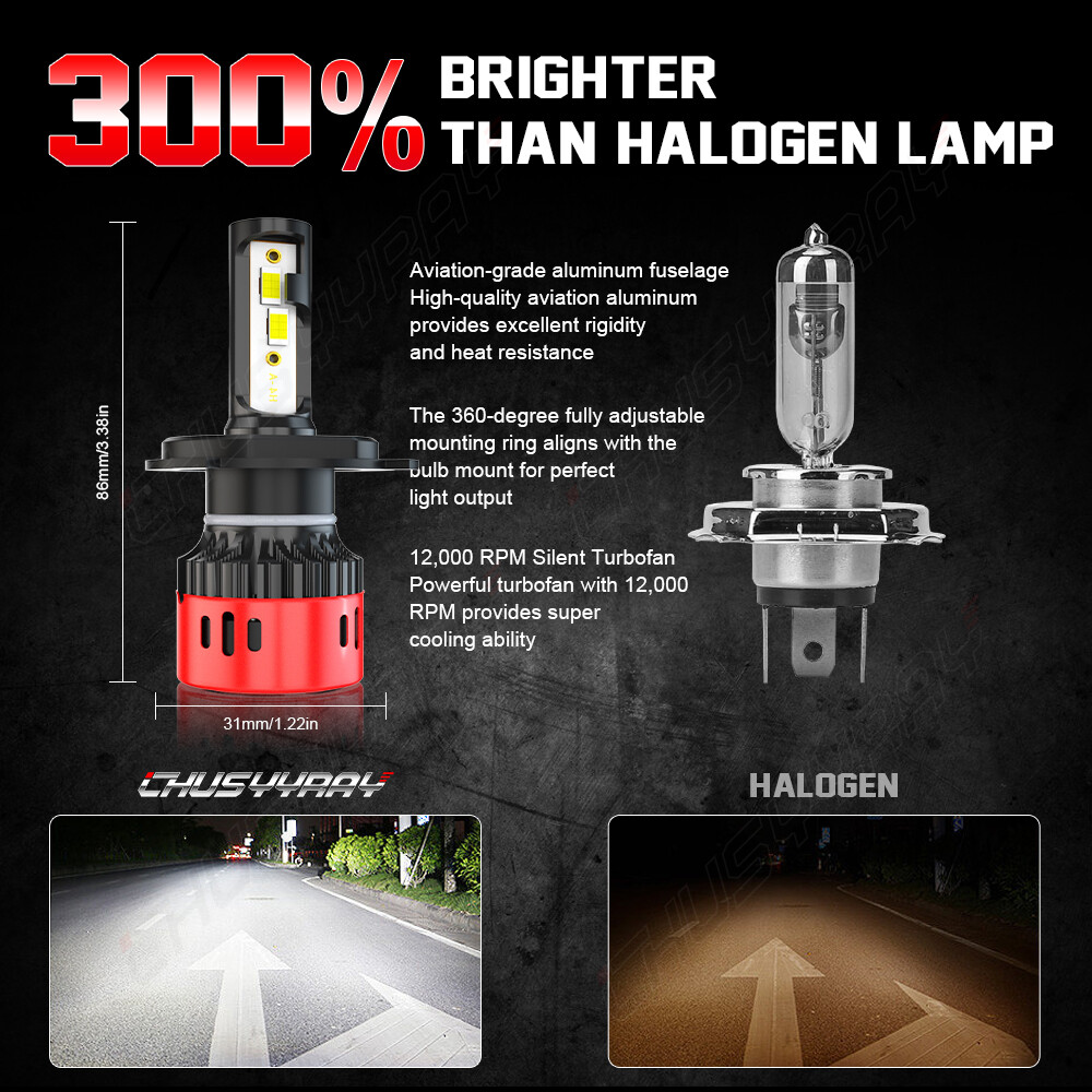 H4 9003 LED Headlight Bulbs Conversion Kit Hi/Low Dual Beam For Car & Motorcycle