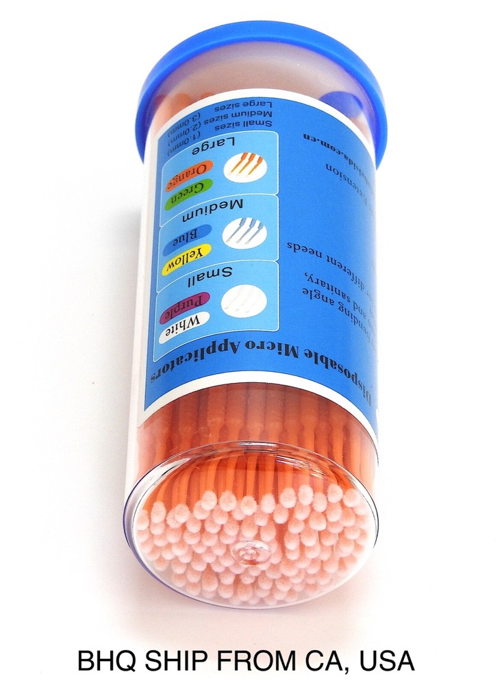 100 Pack Eyelash Extensions Disposable Micro Brushes (Orange)