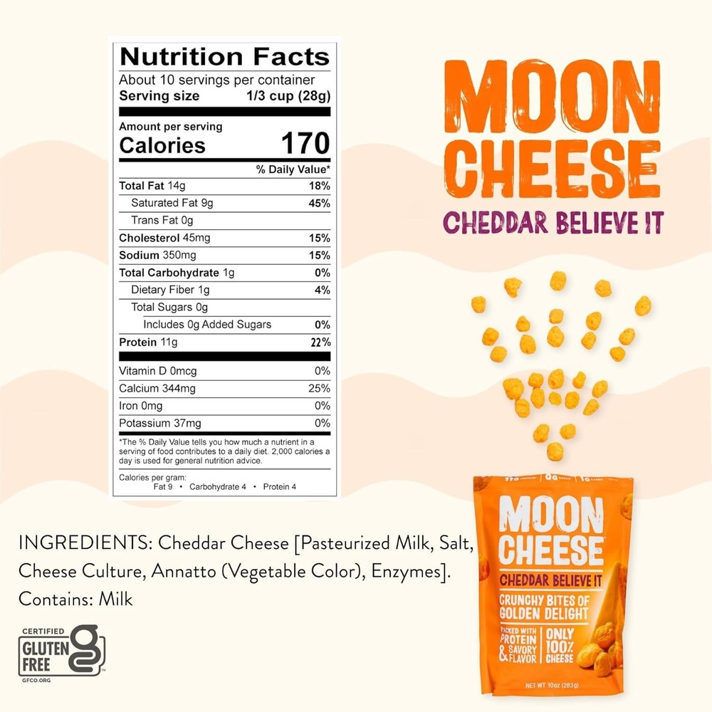 Crunchy Cheddar Cheese Snack, 10oz, 2-Pack, Keto Friendly
