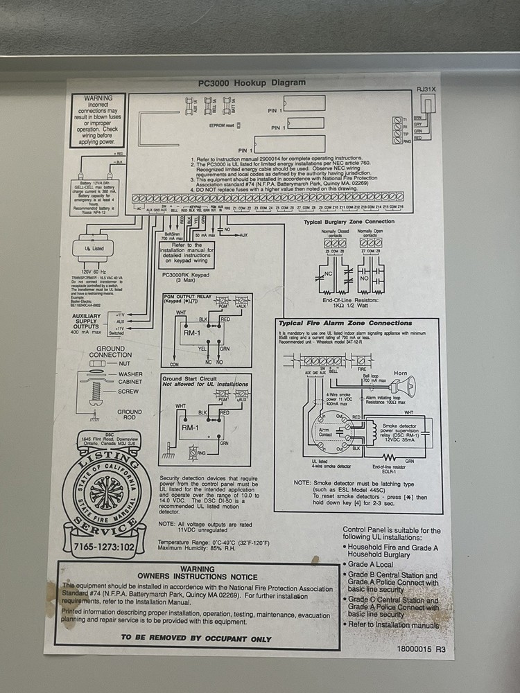 *DSC Digital Security System PC2550 Alarm Remote Control Box Board - As Is