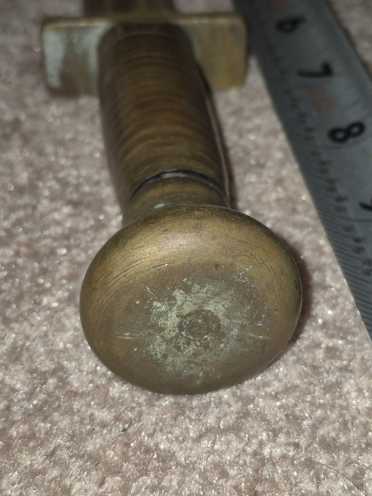 WW2?? Ka-bar Style Knife Solid Brass With Clear Layered Handle Very Solid Heavy