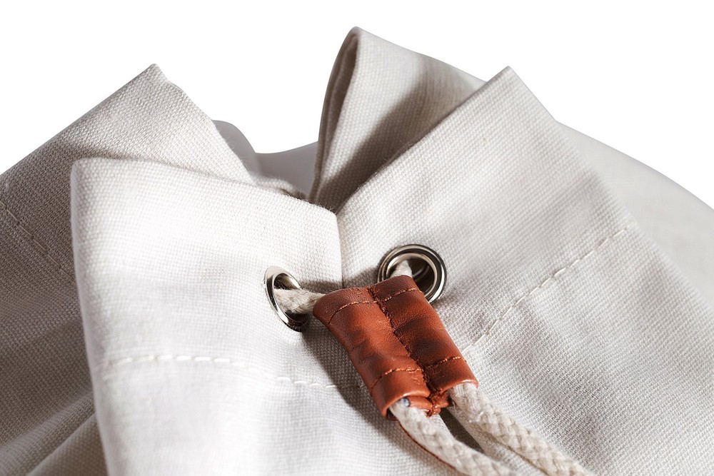 Handy Laundry Canvas Duffel Bag - Drawstring, Leather Closure, Shoulder Strap